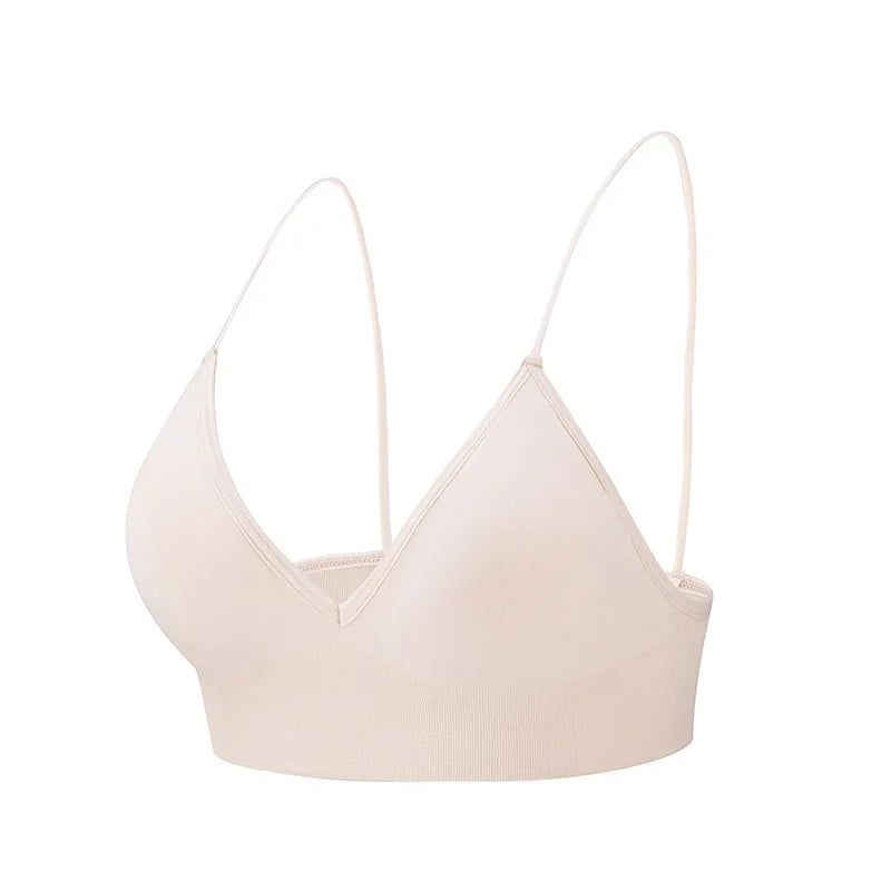 Flarixa Triangle Cup Deep V Neck Bralettes Camisole Bra for Woman Yoga Top Corset With Push Up Effect Soft Underwear Lingerie - Matrix Studios
