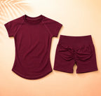 3 Pieces Gym Set Woman Seamless Short Sleeve Top Scrunch Gym Shorts Sport Strappy Bra Bodysuit Workout Suits Gym Clothes - Matrix-studios.com