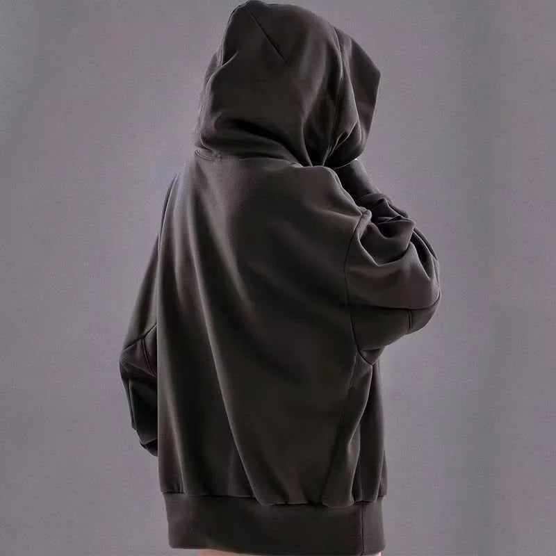Embroidery Turtleneck Sweatshirt For Men Japanese Ninja Hoodies Autumn Hip Hop Fleece Pocket Streetwear Oversized Y2K Hoody - Matrix Studios