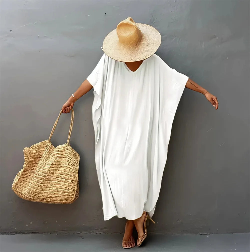 Plus Size Womens Caftan Plus Size Kaftans Casual V Neck Caftans Long Soft Beach Maxi Dress for Summer - Matrix Studios