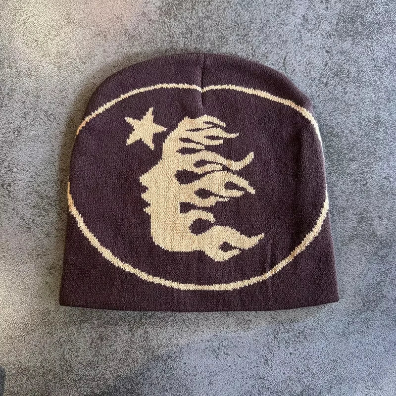Printed Knit Hat Fashion Hip-Hop Trendy Winter Warm Knit Hat Unisex Pullover Hat