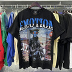 MIXED EMOTION Shirt Rhinestone Short Sleeve Men Women T-shirt Streetwear 100% Cotton Loose Round Neck Top Tees Oversized Tee Top - Matrix Studios