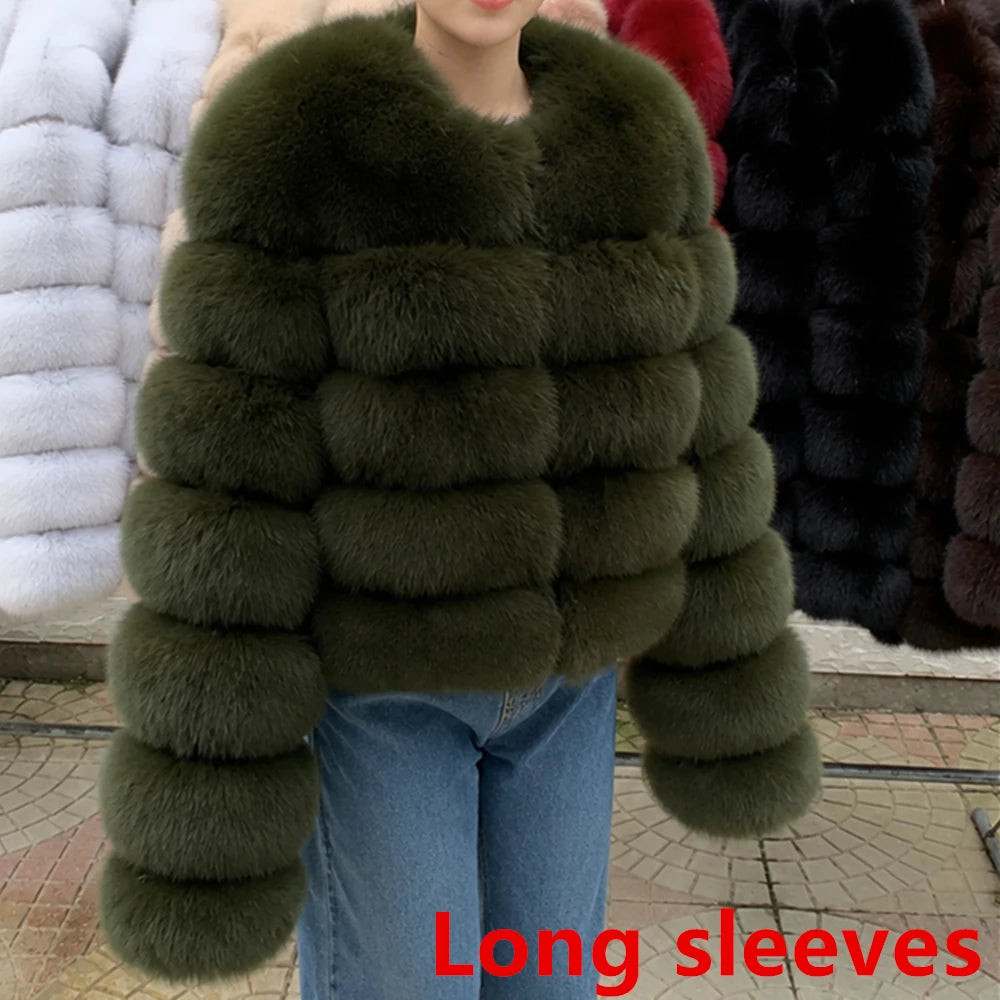 QUEENTINA Fox Fur Coat Long Sleeves Real Winter Women'S Brown 2025 Leather And Skin Clothing Natural New In Coats & Jackets - Matrix Studios