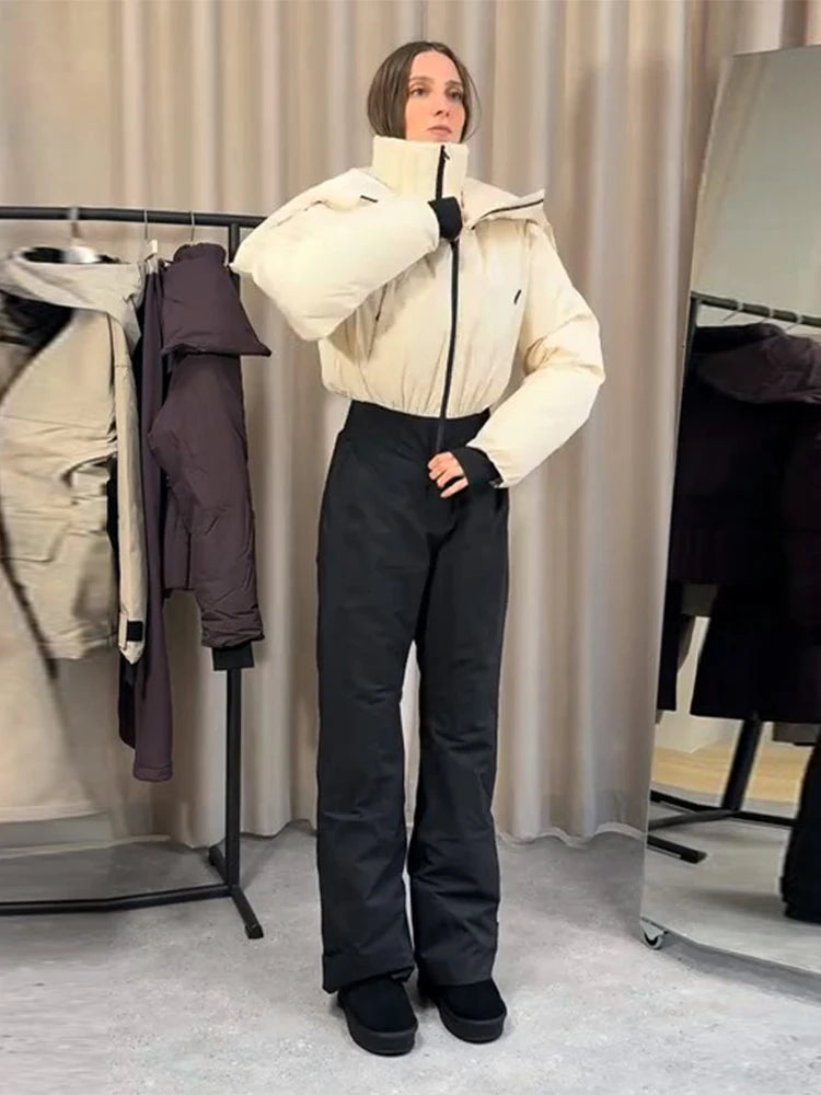 Cotton Ski Women's Winter Jumpsuit Sets Zipper Loose Jacket Straight Pants Suits Skiwear Snow Commute Street Outdoors Romper - Matrix Studios