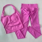 1-2pcs Gym Set Women Backless Tank Tops High Waist Scrunch Seamless Shorts High Waist Yoga Leggings Workout Sets Gym Suit - Matrix-studios.com