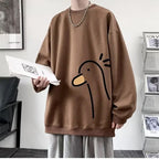 【M-8XL Sweatshirts】Men Oversized Sweatshirt Fashion Loose Yellow Duck Print Long Sleeve Couple Clothes - Matrix Studios