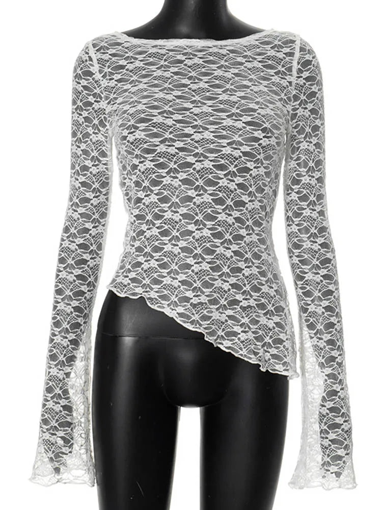 Women's Low-Cut Long Sleeve T-shirt Autumn Sexy Solid Color Streetwear Elegant Casual Slim Fit Versatile Female Tees - Matrix-studios.com