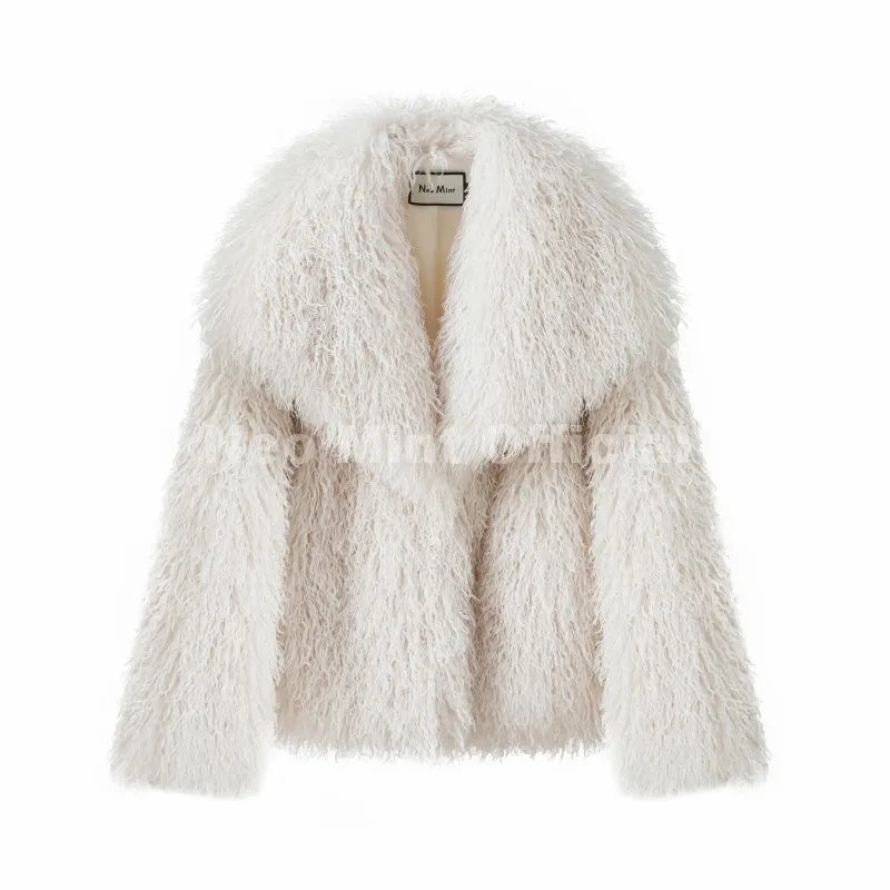 Neo Mint 2025 Winter Lulicore Fashion Brown Faux Fur Coat Women Chic Autumn Warm Fluffy Sheep Fur Jacket Big Fur Collar Overcoat - Matrix Studios