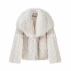 Neo Mint 2025 Winter Lulicore Fashion Brown Faux Fur Coat Women Chic Autumn Warm Fluffy Sheep Fur Jacket Big Fur Collar Overcoat - Matrix Studios