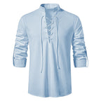 New Men's Casual Blouse Cotton Linen Shirt Tops Long Sleeve Tee Shirt Spring Autumn Slanted Placket Vintage Yoga Shirts - Matrix Studios
