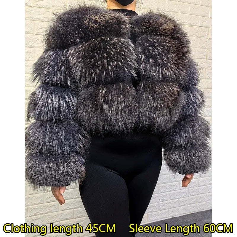 MAOMAOKONG Super Hot Winter Women Luxury Thick Real Raccoon Fur Coat Natural Fox Fur Jacket Plus Size Furry Jackets Female Vest - Matrix Studios