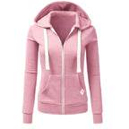 Autumn/Winter New Women'sPersonalized Fashion Sports Hoodie Long Sleeve Drawstring Pocket Zipper Coat Woolen Sweater Top CYXX386 - Matrix Studios