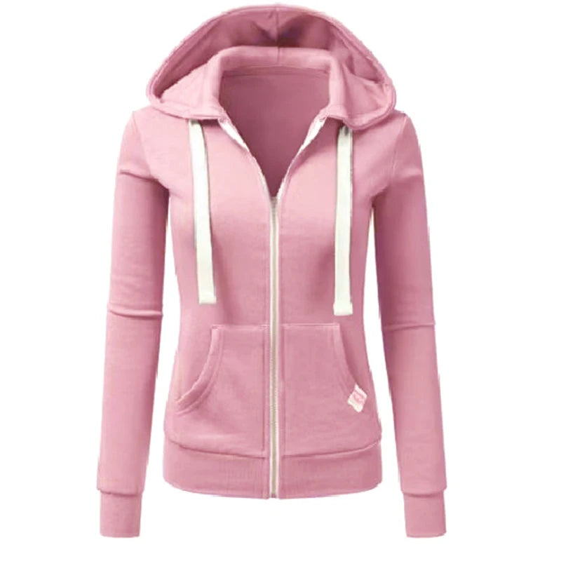 Autumn/Winter New Women'sPersonalized Fashion Sports Hoodie Long Sleeve Drawstring Pocket Zipper Coat Woolen Sweater Top CYXX386 - Matrix Studios