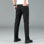 Men's Pure Black Slim Jeans Elastic Straight Pants Business Fashion Leisure Korean Vintage Skinny Small Feet Denim Pants Male - Matrix Studios
