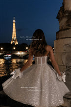 Xijun Glitter Long Wedding Dresses Sweetheart Sleeveless Prom Dresses Tulle Bridal Gowns Bride Robes Vestidos De Novia Evening - Matrix Studios