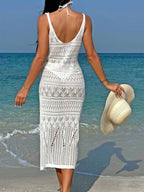 Elegant Temperament Women's Fashion Hollow Out Maxi Dress Cover up Skirt Suspender Skirt Showing Body Waistline Free Bikini - Matrix Studios
