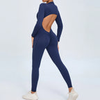 Sports Jumpsuit Woman Gym One Pieces Fitness Overalls Long Jumpsuits Summer Sexy Clothes for Women Long Sleeves Sportswear Blue - Matrix Studios