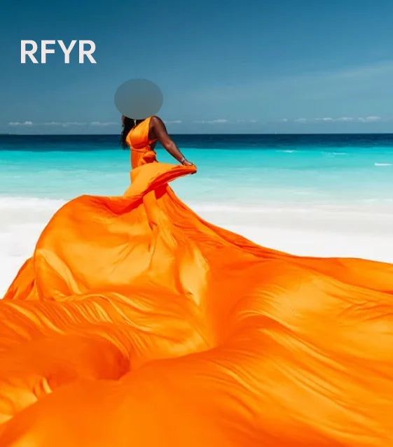 RFYR A Line Evening Dress Long Train Party Dresses Flying Dress Celebrity Gala Dress for Arabic Women فساتين منا Customized - Matrix-studios.com