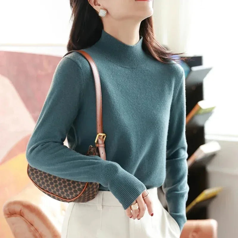 Autumn Winter chic Bottom Sweaters Women Fashion Turtleneck Pullover Slim Long Sleeve Knitted Jumpers Soft Warm Pull Femme Top - Matrix Studios
