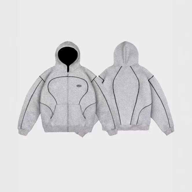 European and American fashion brand top personality line men hoodie high street trend casual sports suit couple loose clothing