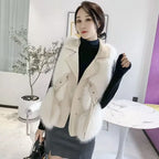 Faux Fur Plush Vests Women Loose Sleeveless Waistcoats Female 2024 New Autumn Winter Fashion Outwears Lady PU Leather Fur Vest - Matrix Studios