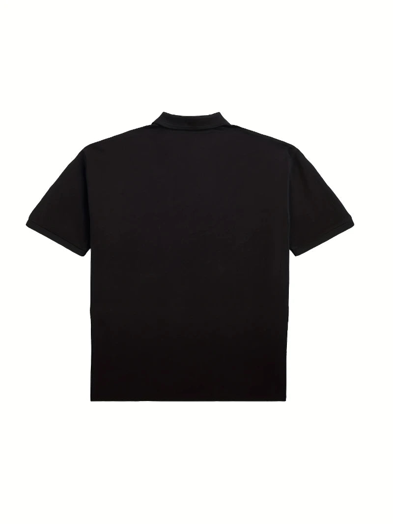 Vintage Skull Pattern Y2K Polo Shirt | Retro American Street Style, Short Sleeve, Loose Fit, Regular Length Placket All-Season - Matrix-studios.com