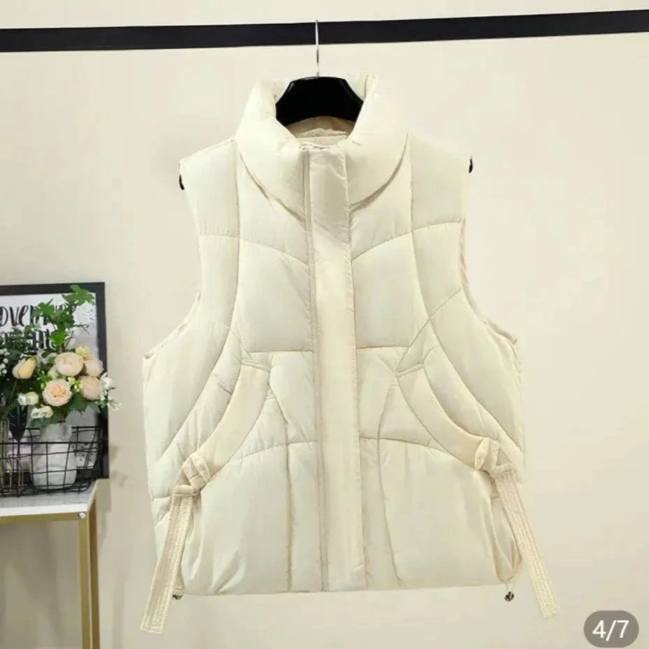 Autumn Winter Women Down Vest Jacket 2025 New Women Sleeveless Waistcoat Stand Collar Women Cotton Vest Coat Women Waistcoat Top - Matrix Studios