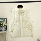 Autumn Winter Women Down Vest Jacket 2025 New Women Sleeveless Waistcoat Stand Collar Women Cotton Vest Coat Women Waistcoat Top - Matrix Studios