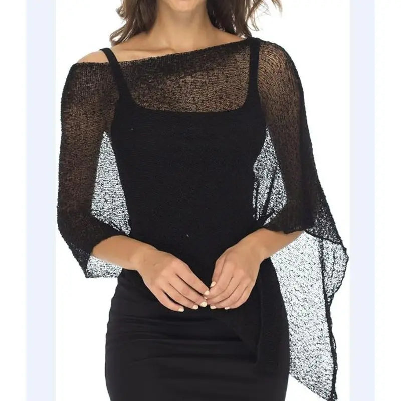 Combhasaki Women Knitwear Bikini Cover-up See-through Solid Off Shoulder Irregular Triangle Hem Loose Pullover Summer Beach Tops - Matrix Studios