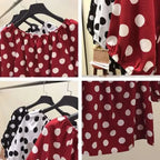 Women Spring Summer Style Loose Blouses Shirts Lady Casual Slash Neck Polka Dot Printed Blusas Tops - Matrix-studios.com
