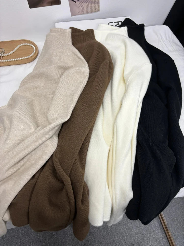 Women's Casual Vintage Knitted Long Sleeve Pullovers 2026 Autumn Winter Fashion Turtleneck Ladies Solid Sweater Woman clothing - Matrix-studios.com