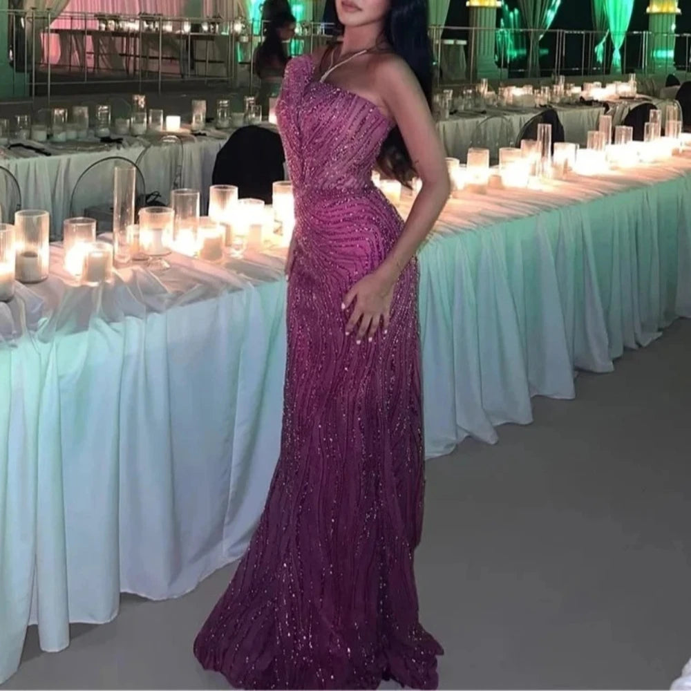 Customized High Quality Evening Dresses Elegant Vintage Sweet Sexy Pink Mermaid Beads Lace Formal Occasion Long Dress Sparkle - Matrix-studios.com