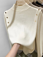 AOSSVIAO 2026 Button Turtleneck Knitted Women Sweater Pullovers Autumn Winter Basic Women Sweaters Fit Soft Warm Tops - Matrix Studios