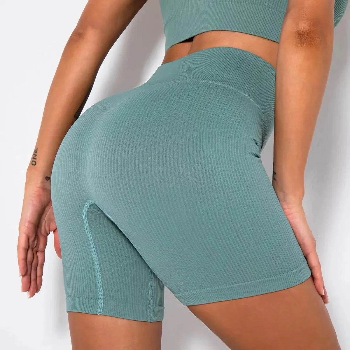 Seamless Knitted Sports Shorts Casual High Waist Push Up Cycling Shorts Fitness Running Tight Hip Lifting Yoga Shorts Sportswear - Matrix Studios