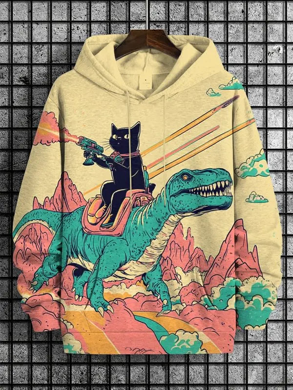 2026 Men's Hoodies Funny Cat Dinosaur UFO Art 3D Printed Cartoon Sweatshirt Men Women Tracksuit Oversized Casual Street Y2k Coat - Matrix Studios