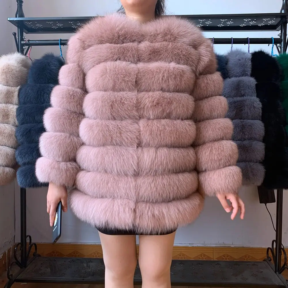 70CM 4in1 New Fast Shipping New Fashion Women Fashion Real Natural Fox Fur Long Coat Jacket for Winter Warm Over Coat - Matrix Studios