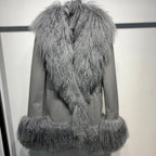 Sheep Collar Coats Women Winter Luxury Mongolian Fur Leather Jackets with Long Sleeve 7251 - Matrix Studios