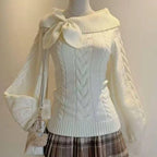 Preppy Style Sweet Knitted Sweater 2000s Aesthetic Gyaru Chic Korean Y2k Jumper Sweater Long Sleeve Coquette Knitwears - Matrix Studios