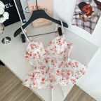 Sexy Slim  Corset ruffle print Chic Korean Camis Tank Top Basic Fashion Off Shoulder Summer Women Clothing - Matrix-studios.com
