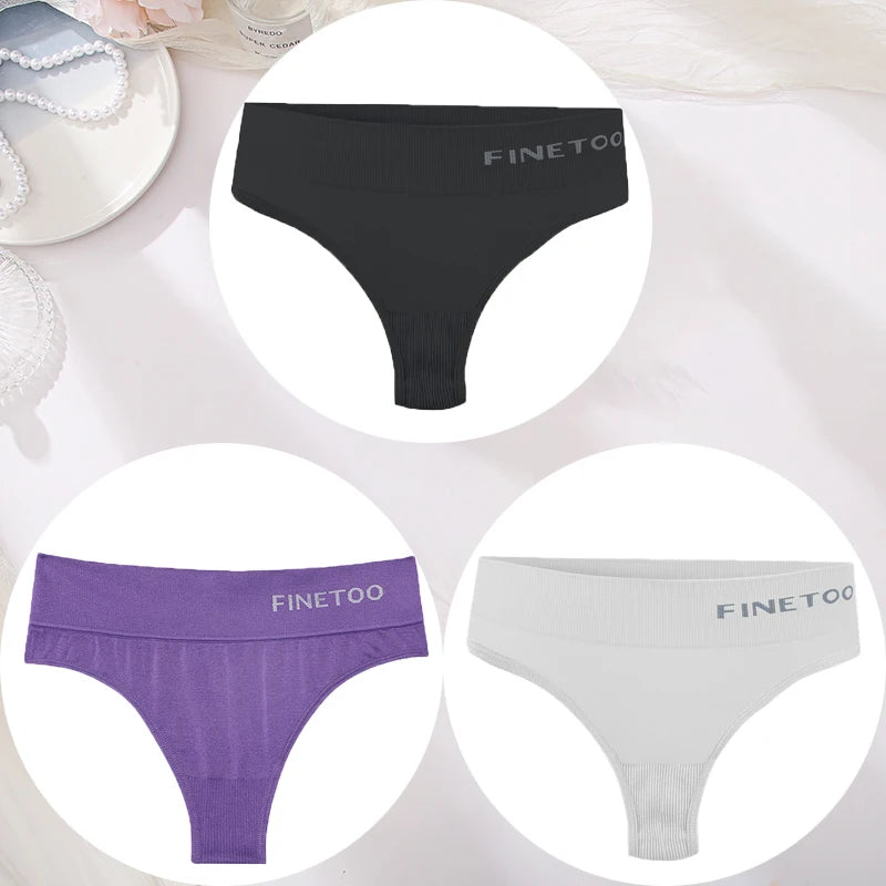 3PCS/Set Women's Panties Sexy Underwear FINETOO Large Size Thong Women Seamless Panties High Waist Girls Thongs M-2XL - Matrix Studios