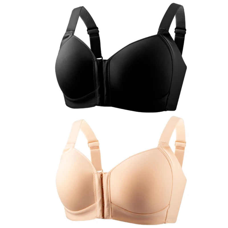 FallSweet Women's Front Closure Bra Plus Size Wireless Bralette Thin Cup Comfortable Underwear Mom Lingerie Seamless Brassiere - Matrix Studios