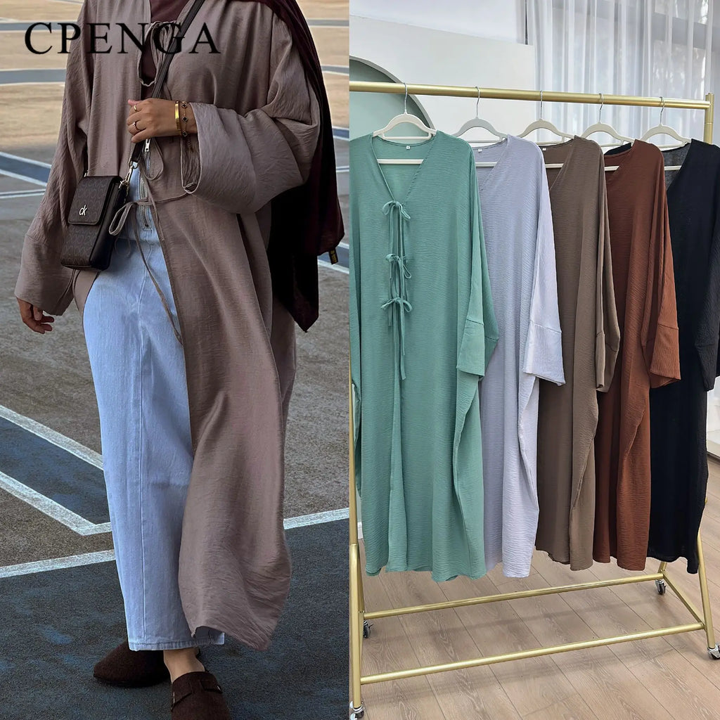 Ramadan Saudi Arabia Black Muslim Modest Cardigan for Women Eid Dubai Open Abaya Dress Luxury Islamic Turkey Party Vacation Robe - Matrix-studios.com