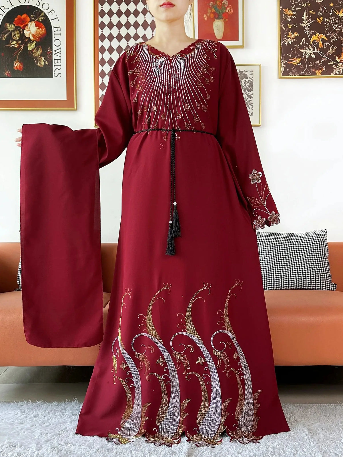 2025Fashion Dubai Diamond Muslim Women Modest Dress Elegant Arabic Femme Hijab Long Sleeve Chiffon Abaya Islamic Turkey Clothing - Matrix-studios.com