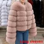 QUEENTINA Fox Fur Coat Long Sleeves Real Winter Women'S Brown 2025 Leather And Skin Clothing Natural New In Coats & Jackets - Matrix Studios