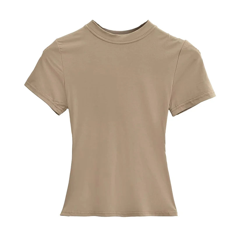 2025 New High Quality Casual T shirt Sexy Slim Short Sleeves Fashion Trend Solid Women Clothing y2k Tops - Matrix-studios.com