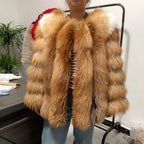 HUA QIU MEI SI Natural Red Fox Fur Jacket for Women's Winter Warmth 100% True Fur Leather Jacket Red Fox Jacket - Matrix Studios