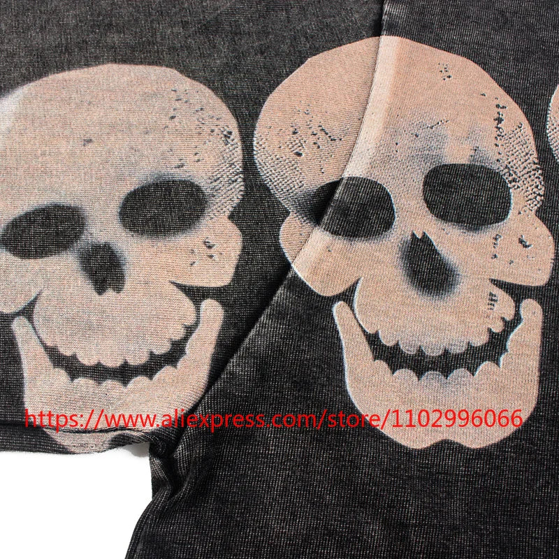 Y2K Gothic Skull Flame Graphic Tee Satoshi Nakamoto Letter Print Oversized Washed Black Men Casual Street T-Shirts - Matrix-studios.com