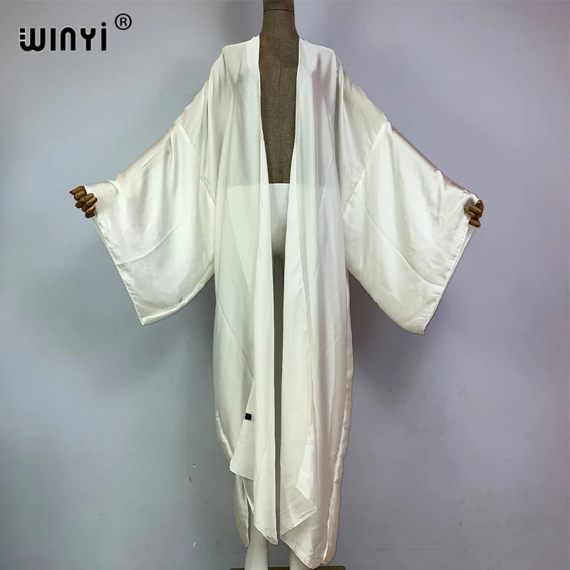 WINYI Kimono Boho Monocolour Kaftans Beach Wear Elegant Купальник Holiday Beach Outfits for Women Cover Ups Comfortable Dress - Matrix Studios