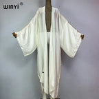 WINYI Kimono Boho Monocolour Kaftans Beach Wear Elegant Купальник Holiday Beach Outfits for Women Cover Ups Comfortable Dress - Matrix Studios