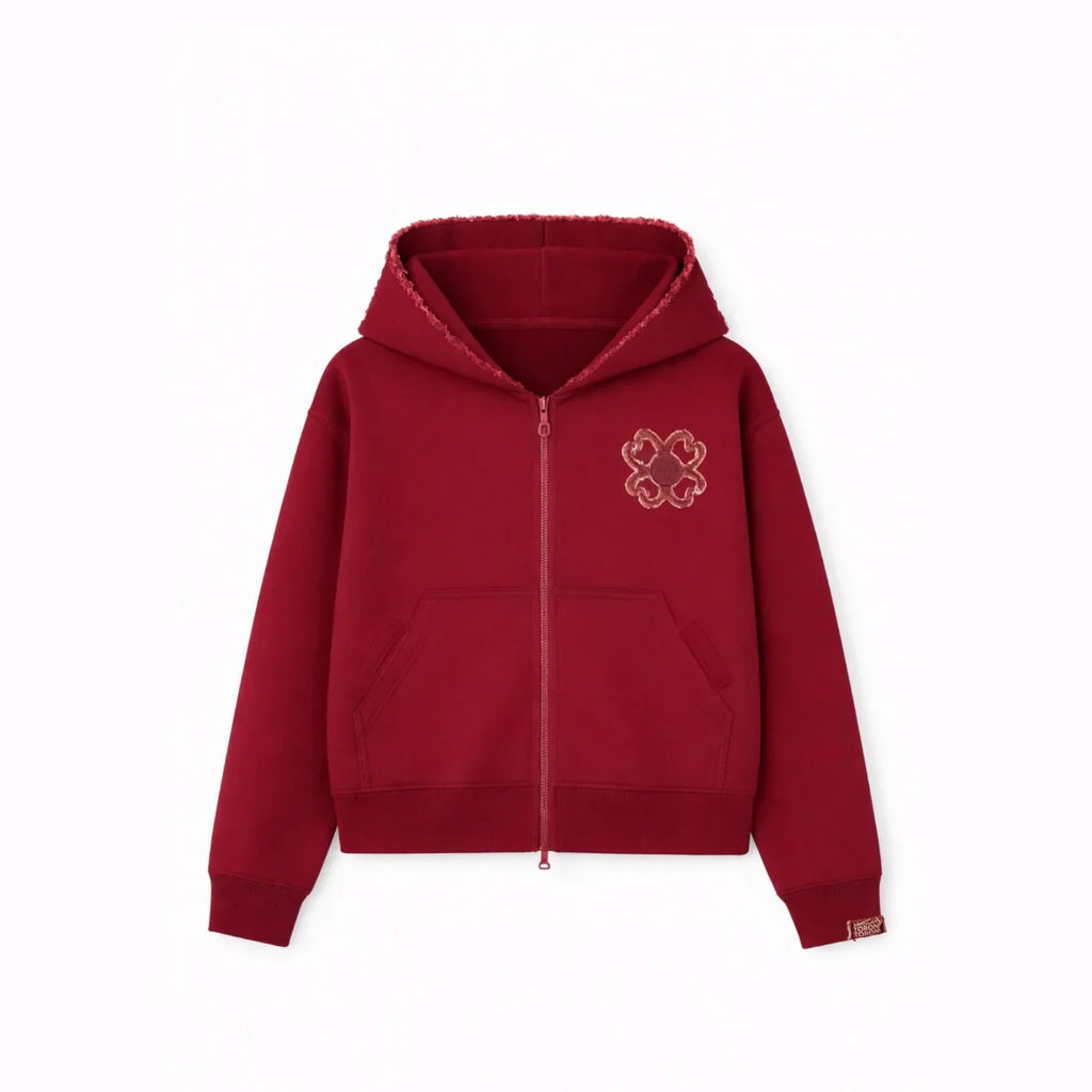New TOROM Black Applique embroidery Personality Trend Zip Up Hooded Jackets Couple Hip-Hop Streetwear Classic Sweatshirt Men Ins